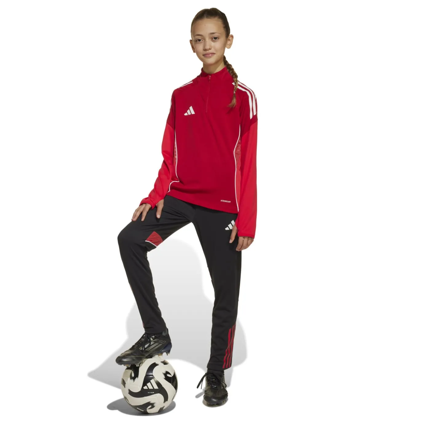 adidas Tiro 25 Competition Trainingspak 1/4-Zip Kids Rood Zwart Grijs