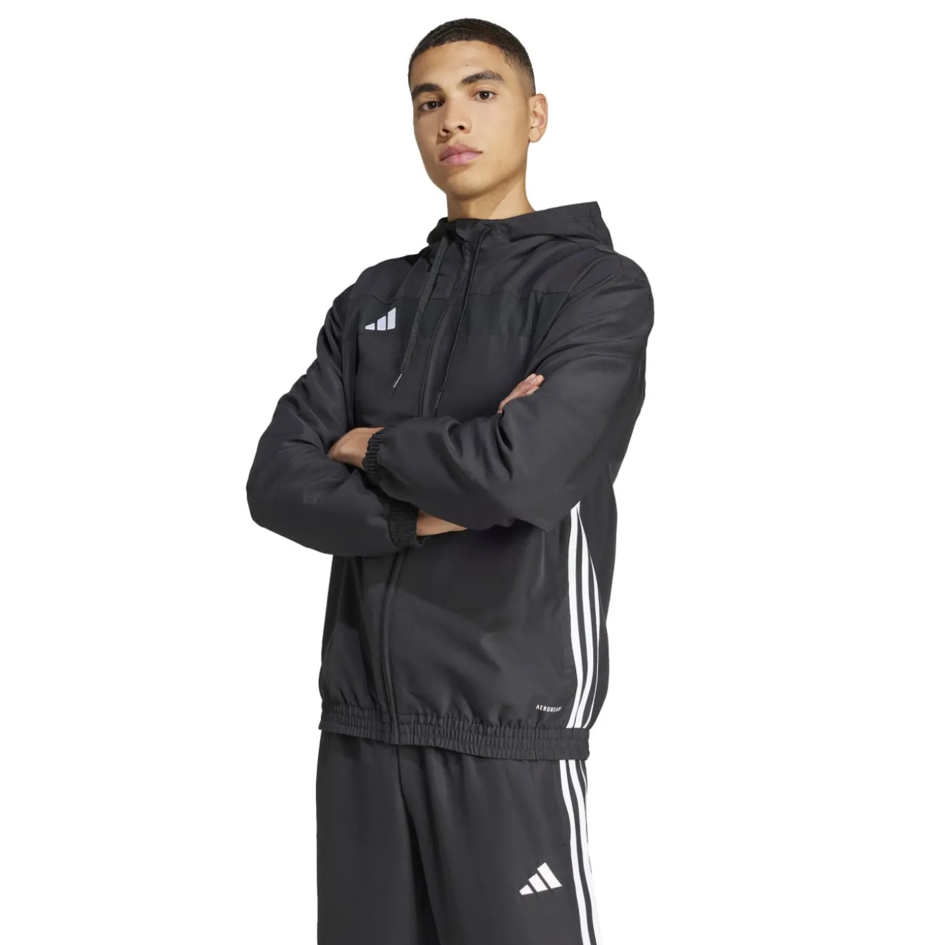 adidas Tiro 25 Essential Trainingsjack Woven Hooded Zwart Wit