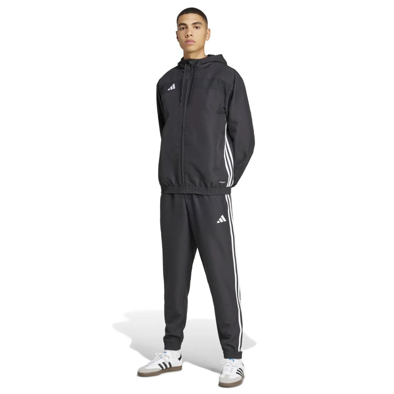 adidas Tiro 25 Essential Trainingsjack Woven Hooded Zwart Wit