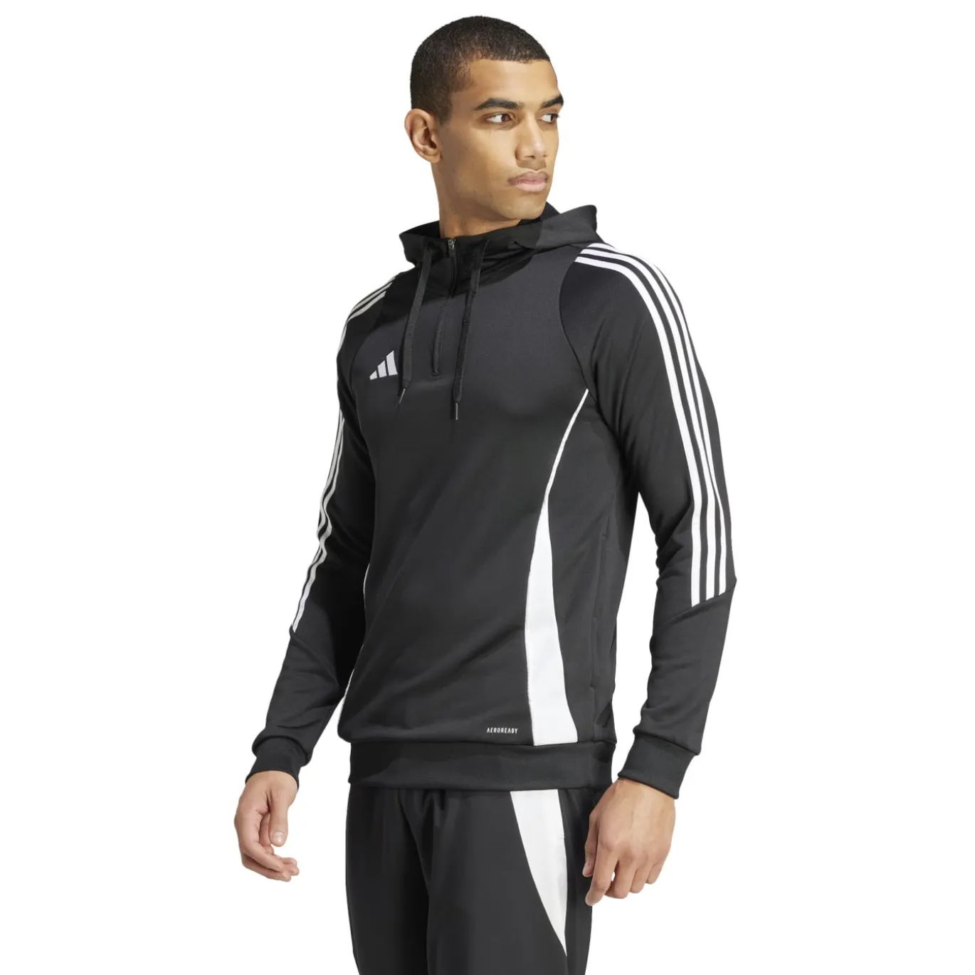 adidas Tiro 24 Hooded Trainingstrui 1/4-Zip Zwart Wit
