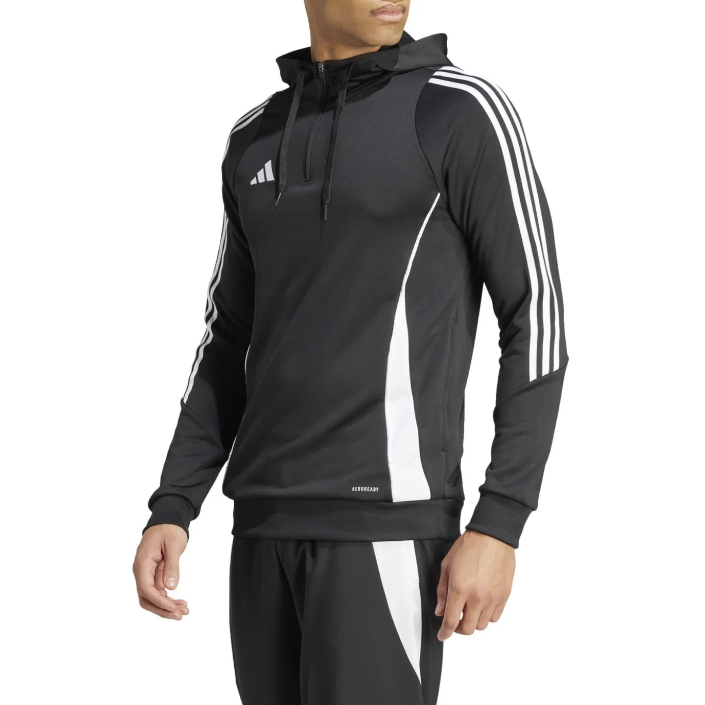 adidas Tiro 24 Hooded Trainingstrui 1/4-Zip Zwart Wit