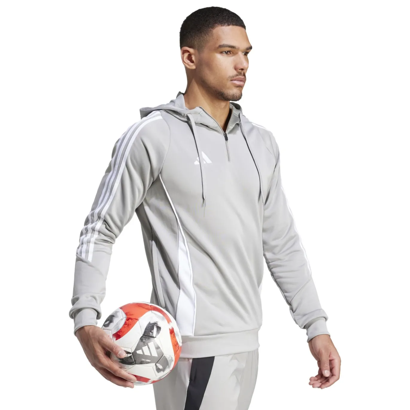 adidas Tiro 24 Hooded Trainingstrui 1/4-Zip Lichtgrijs Wit