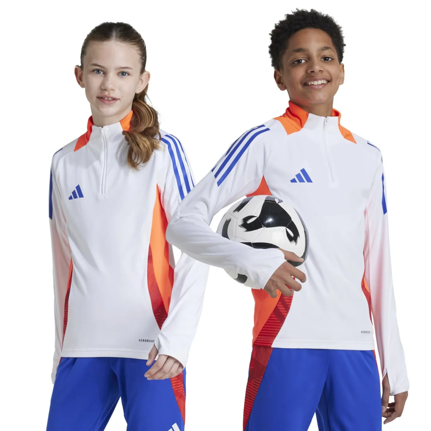 adidas Tiro 24 Trainingstrui 1/4-Zip Kids Wit Blauw Rood Oranje