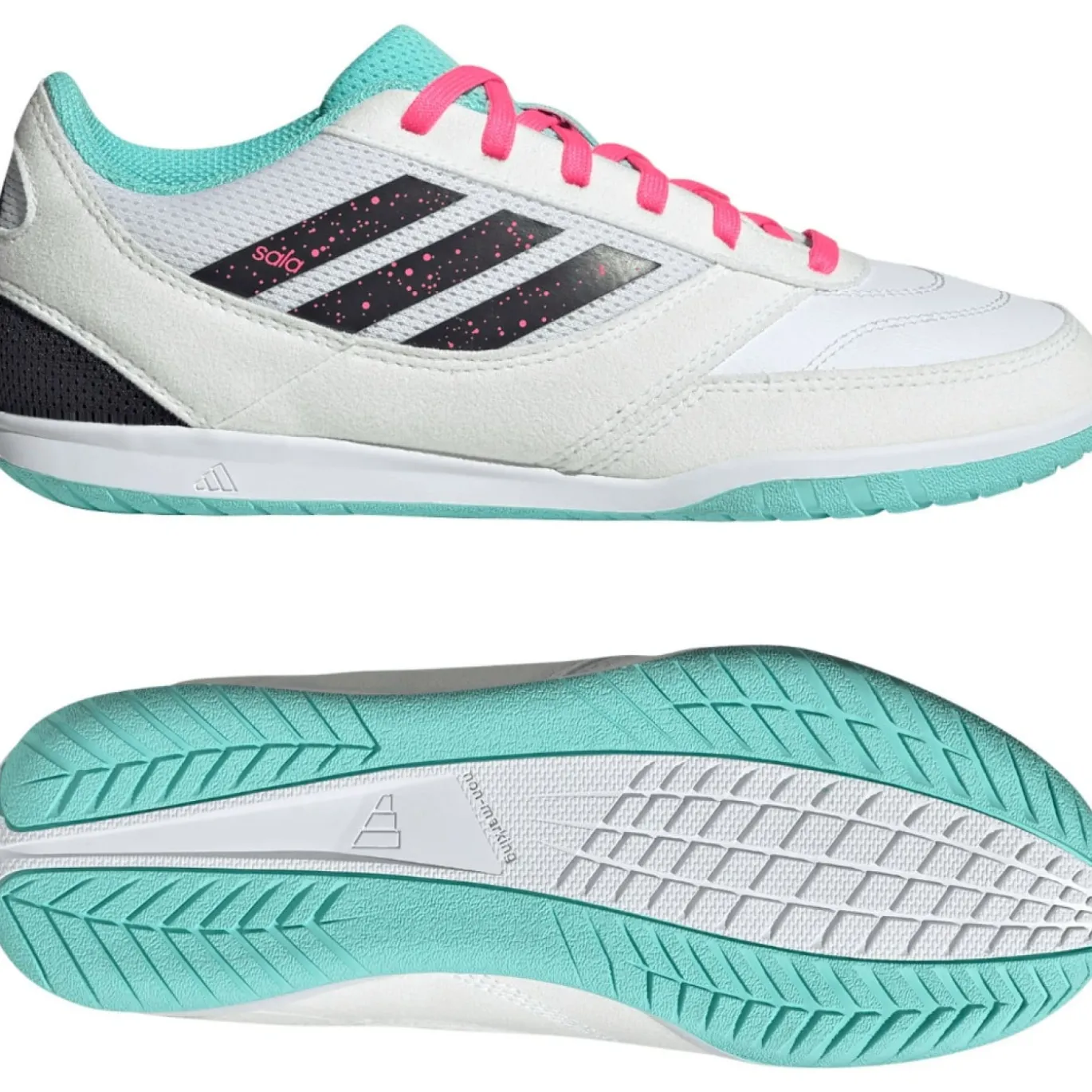 adidas Top Sala Competition II Zaalvoetbalschoenen (IN) Kids Wit Zwart Turquoise Roze