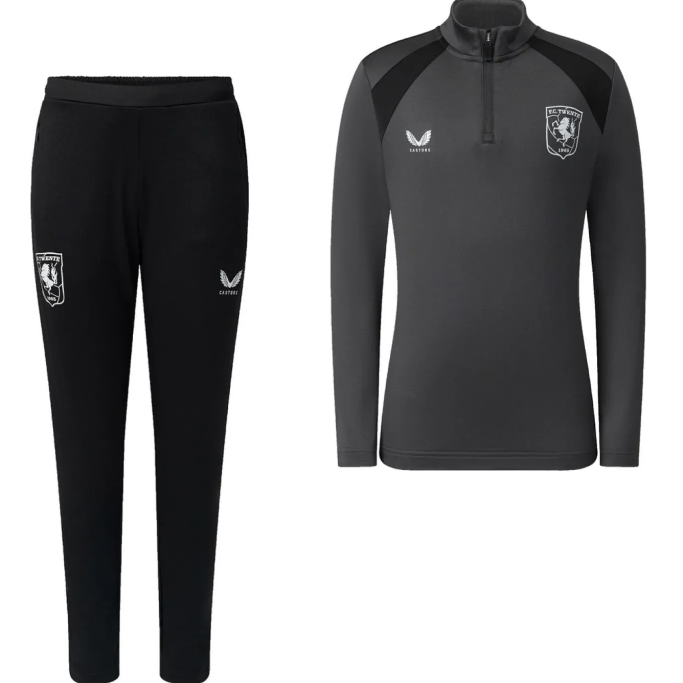 Castore FC Twente Trainingspak 1/4-Zip 2026-2027 Kids Donkergrijs Zwart