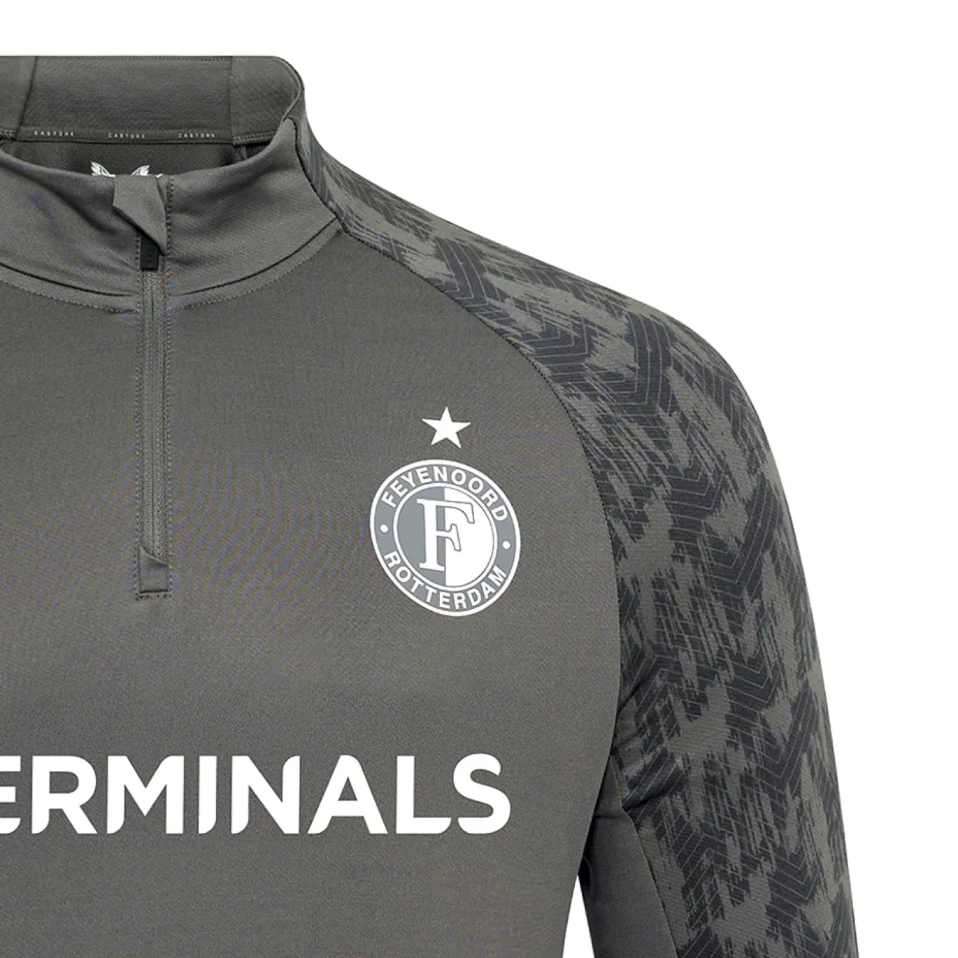 Castore Feyenoord Trainingstrui 1/4-Zip 2025-2026 Donkergrijs Wit