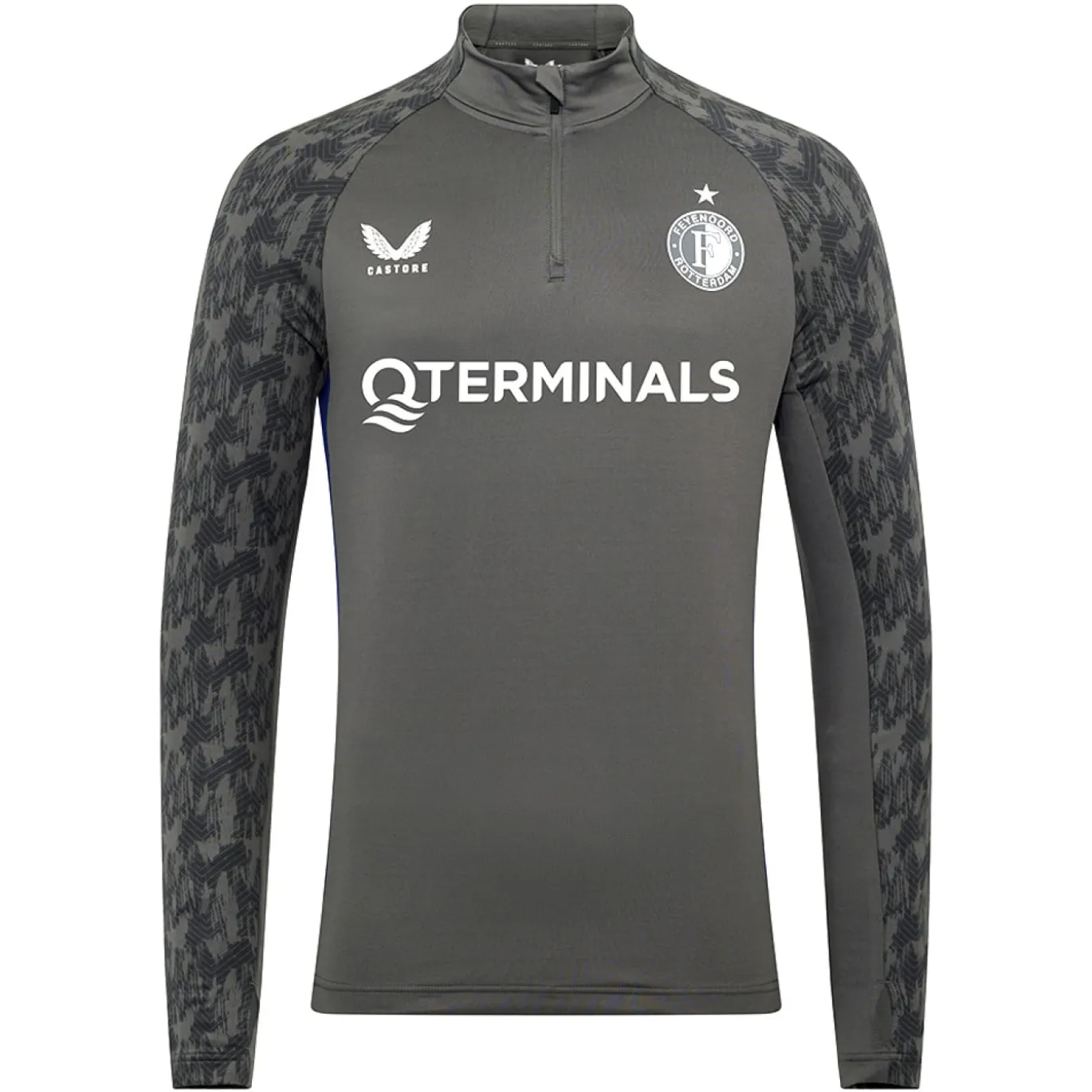 Castore Feyenoord Trainingstrui 1/4-Zip 2025-2026 Donkergrijs Wit
