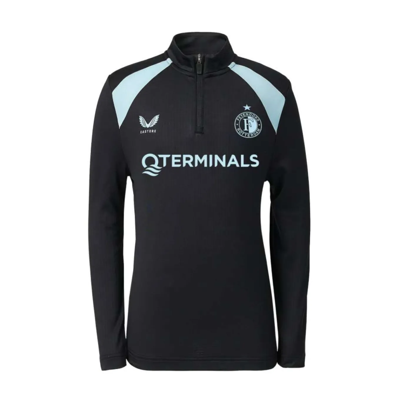 Castore Feyenoord Trainingstrui 1/4-Zip 2026-2027 Kids Zwart Lichtblauw