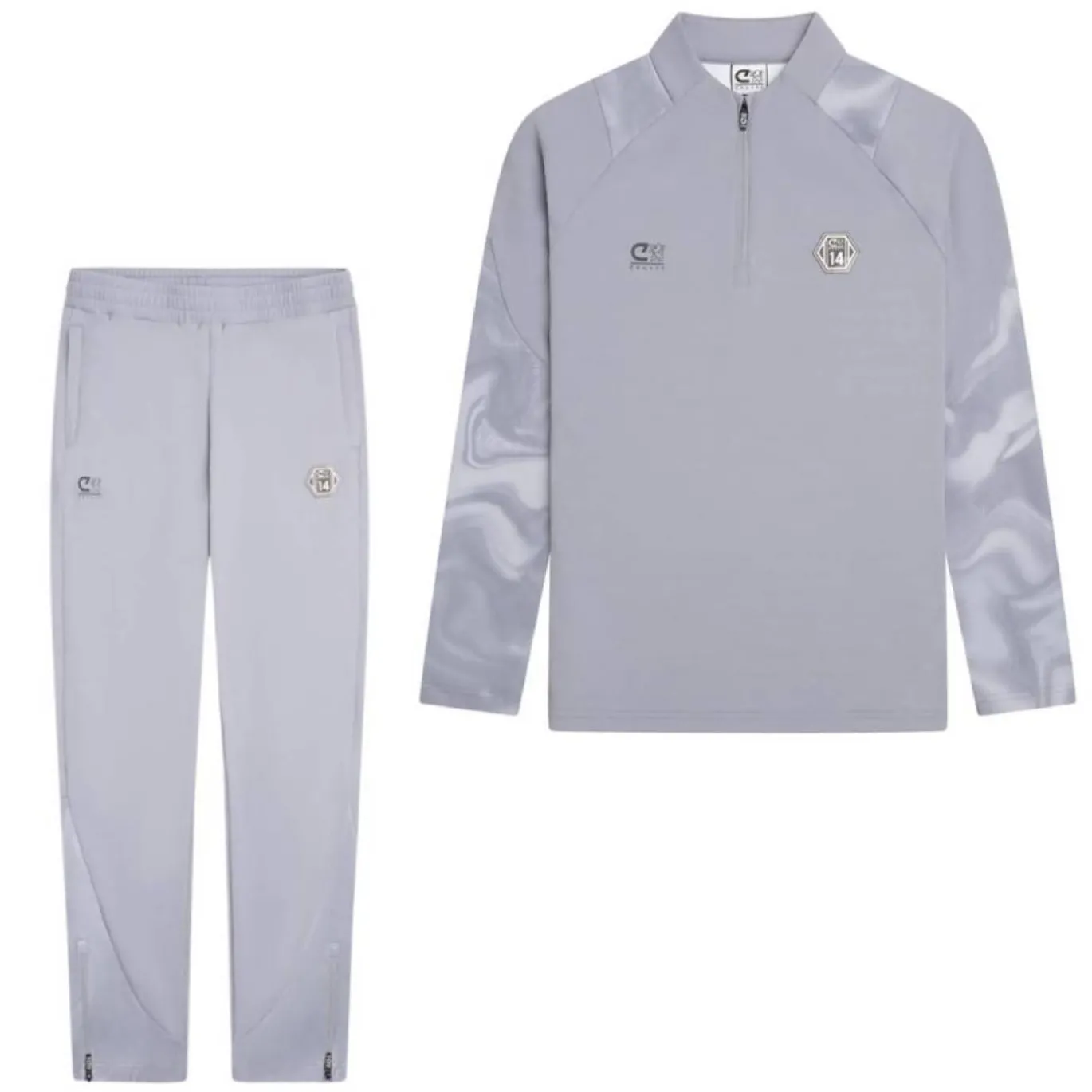 Cruyff Defense Trainingspak 1/4-Zip Kids Lichtgrijs Zwart Lichtblauw