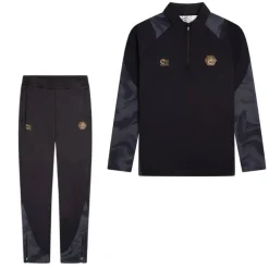 Cruyff Defense Trainingspak 1/4-Zip Kids Zwart Donkergrijs Goud