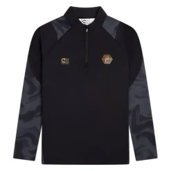 Cruyff Defense Trainingstrui 1/4-Zip Kids Zwart Donkergrijs Goud