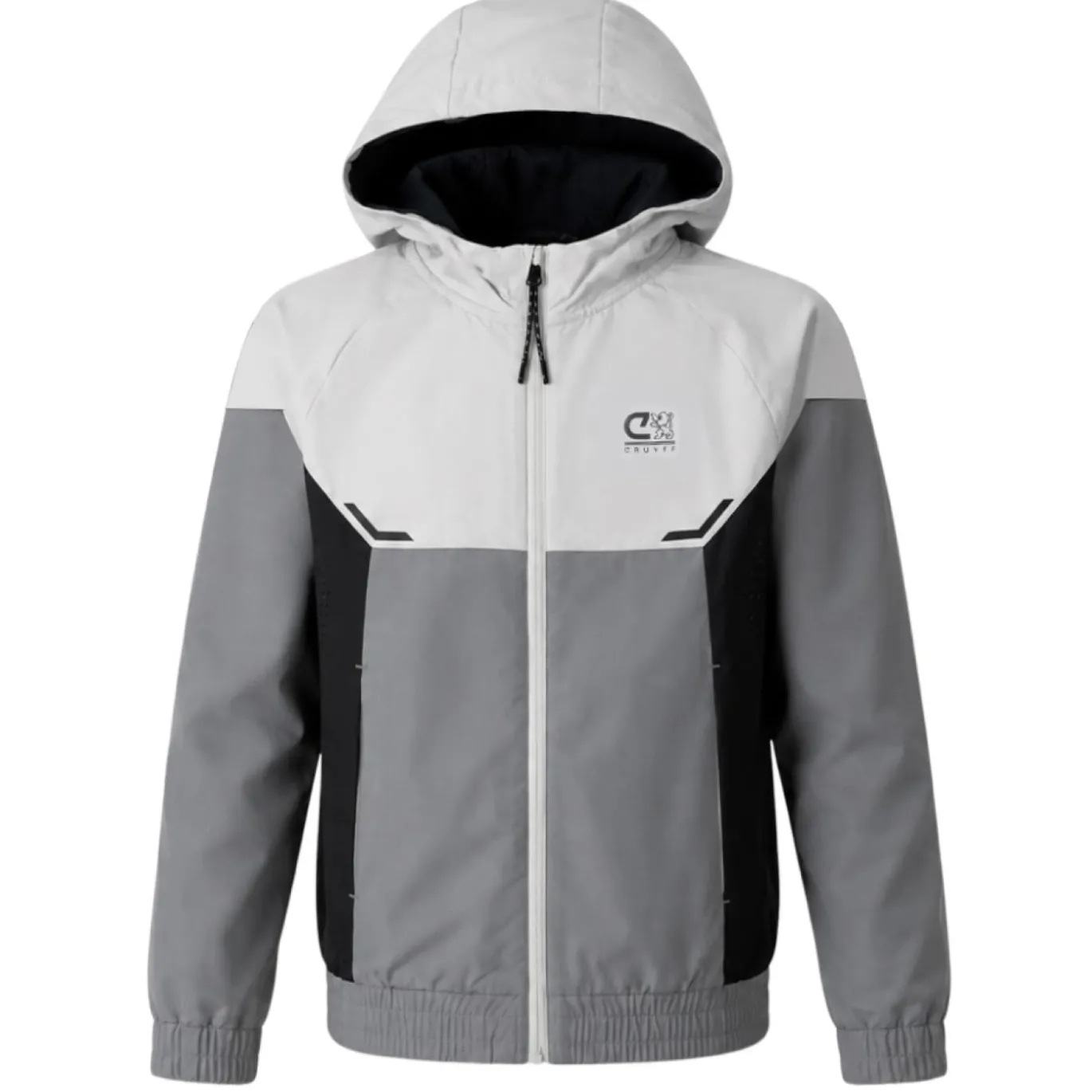 Cruyff Elite 2.0 Hooded Trainingsjack Kids Grijs Lichtgrijs Zwart