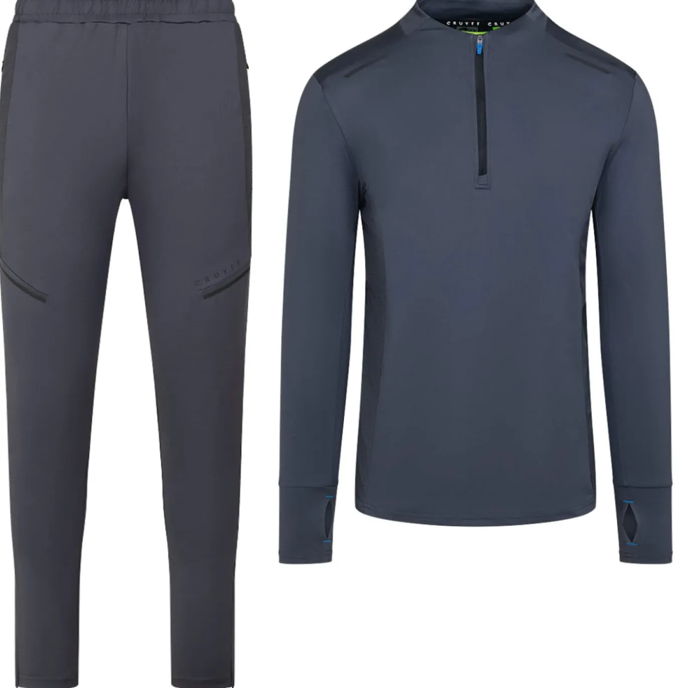 Cruyff Metabolic Trainingspak 1/4-Zip Donkergrijs Zwart