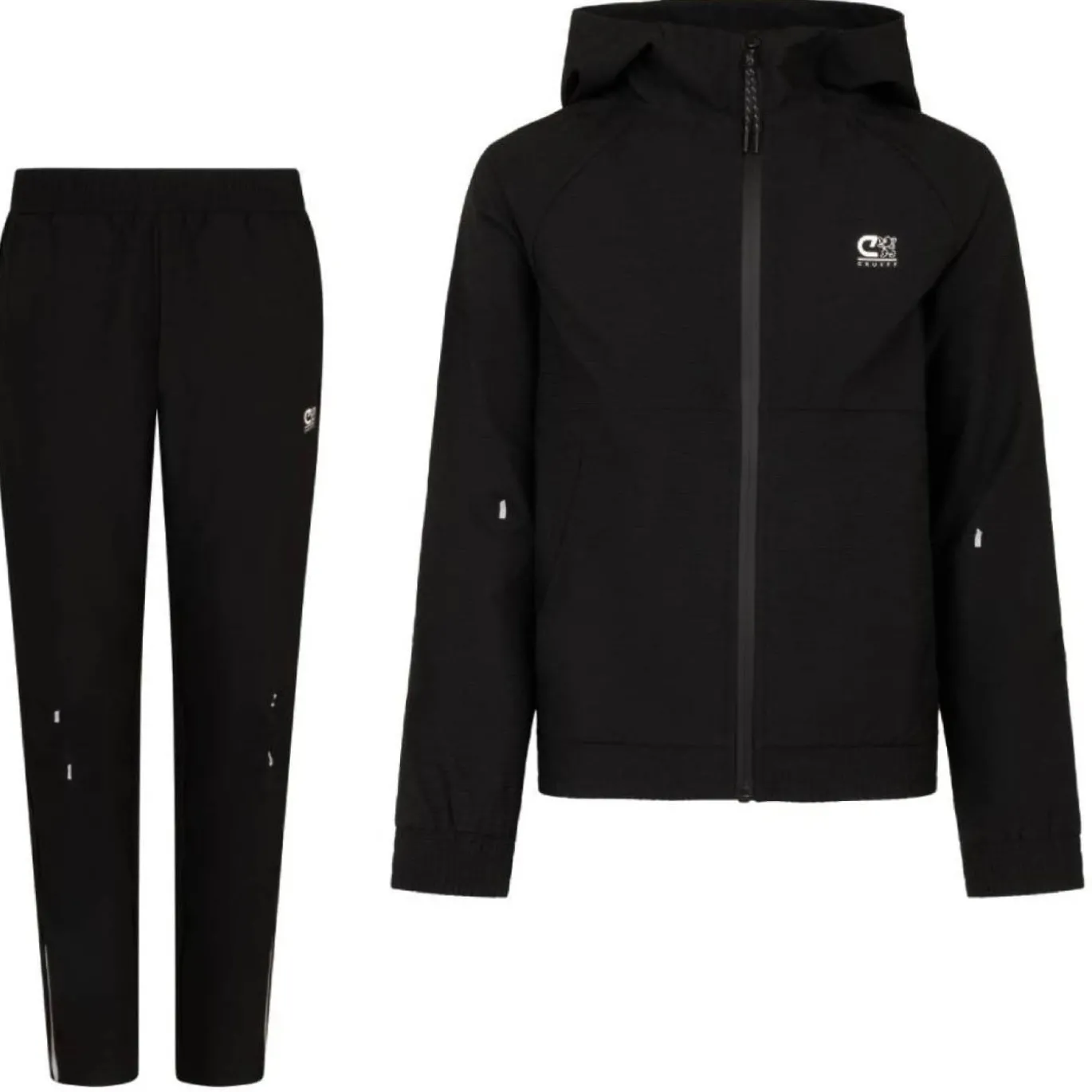 Cruyff Quartz Woven Trainingspak Hooded Kids Zwart