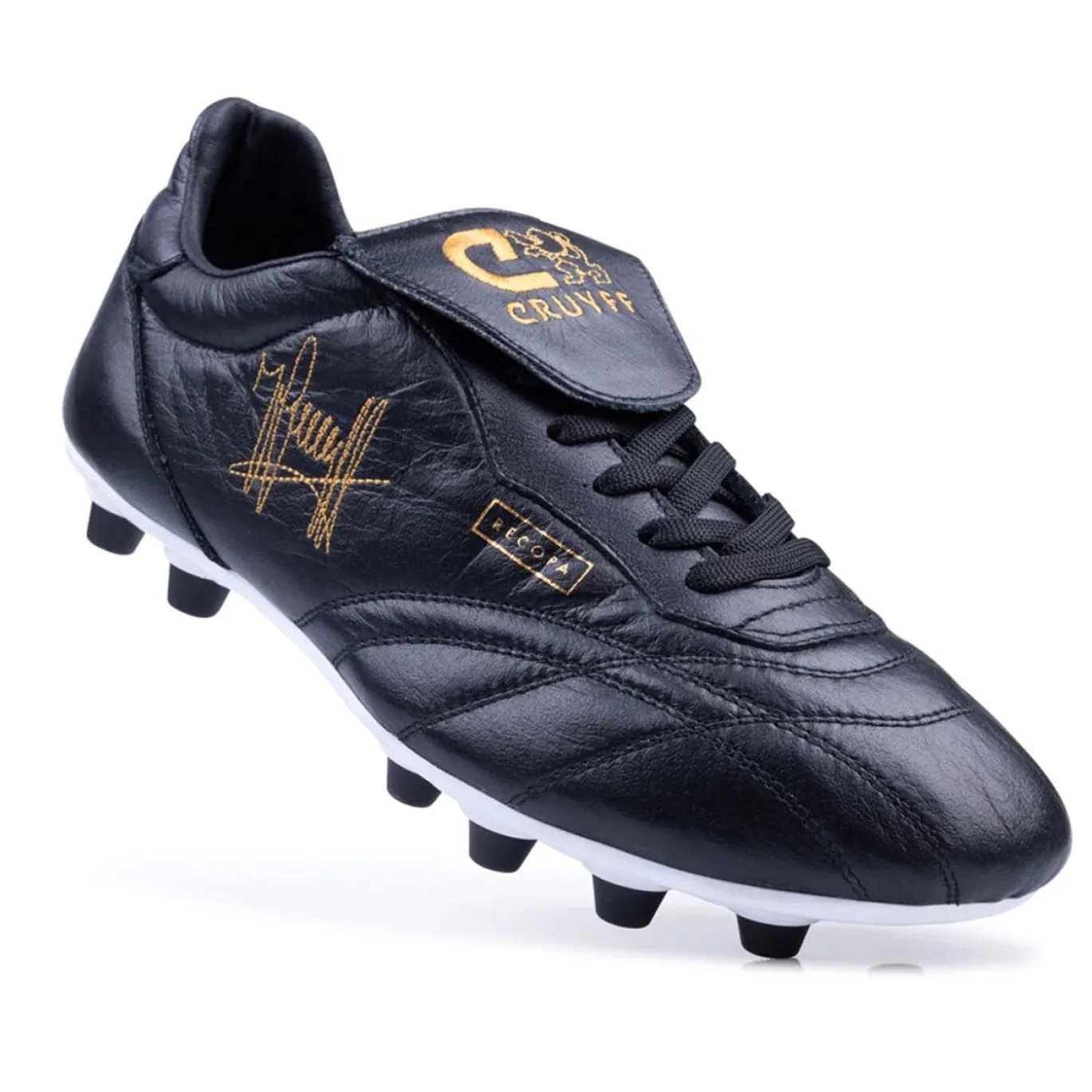 Cruyff Recopa Gras Voetbalschoenen (FG) Zwart Goud Wit