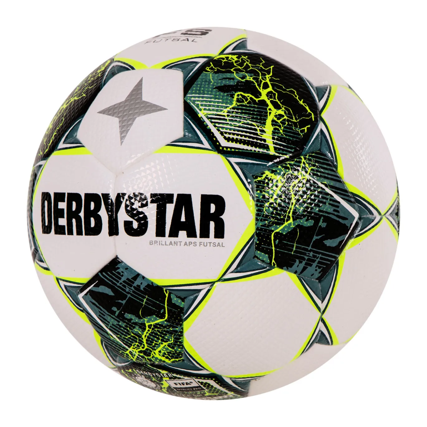 Derbystar Brillant TB Zaalvoetbal Maat 4 Wit Groen Felgeel