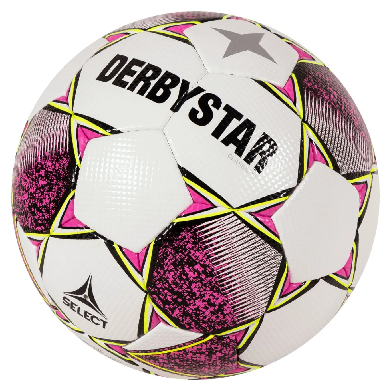 Derbystar Classic Energy TT II Voetbal 4 x 3 Vlakken Maat 5 Wit Roze Geel