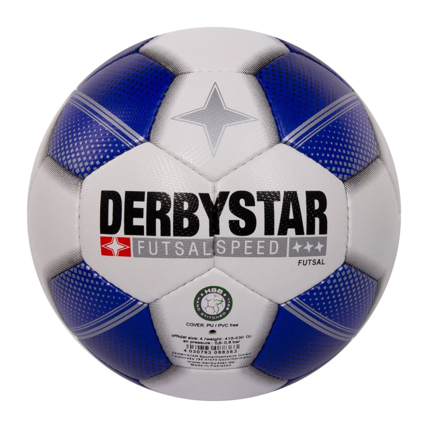 Derbystar Futsal Speed Zaalvoetbal Maat 4 Wit Blauw Zwart