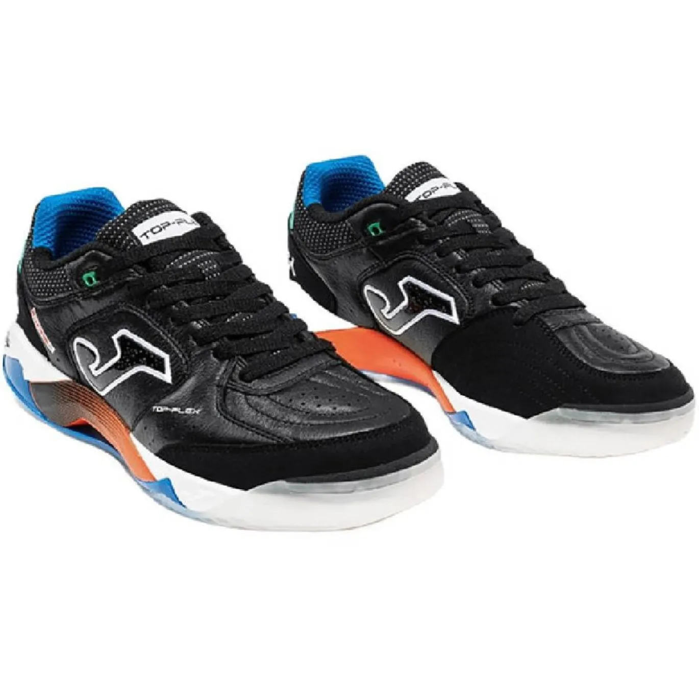 Joma Top Flex Plus Zaalvoetbalschoenen (IN) Zwart Wit Groen Oranje Blauw