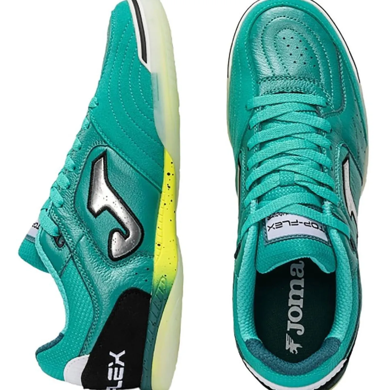Joma Top Flex Zaalvoetbalschoenen (IN) Turquoise Zilvergrijs Geel