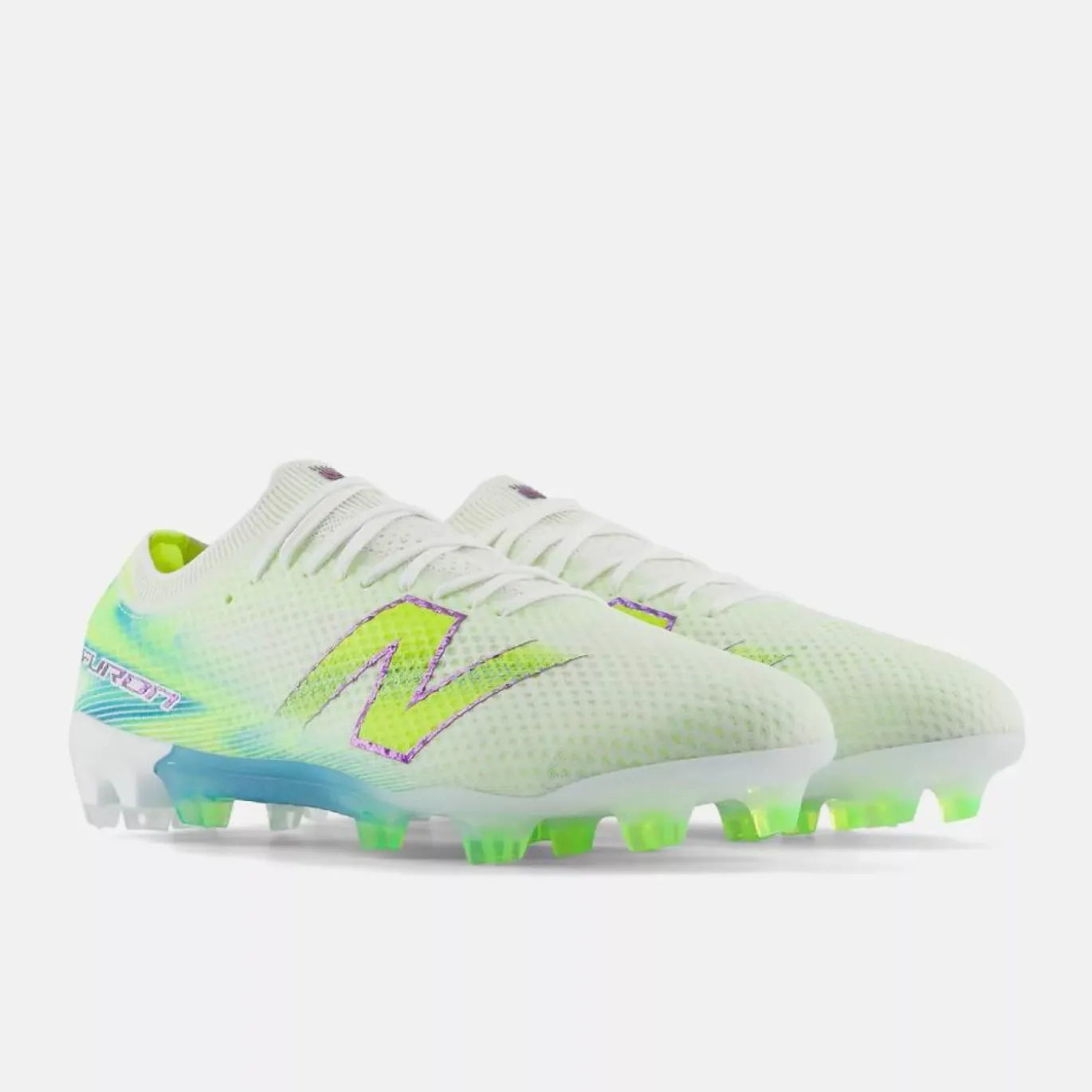 New Balance Furon V9 Elite Gras Voetbalschoenen (FG) Wit Geel Blauw