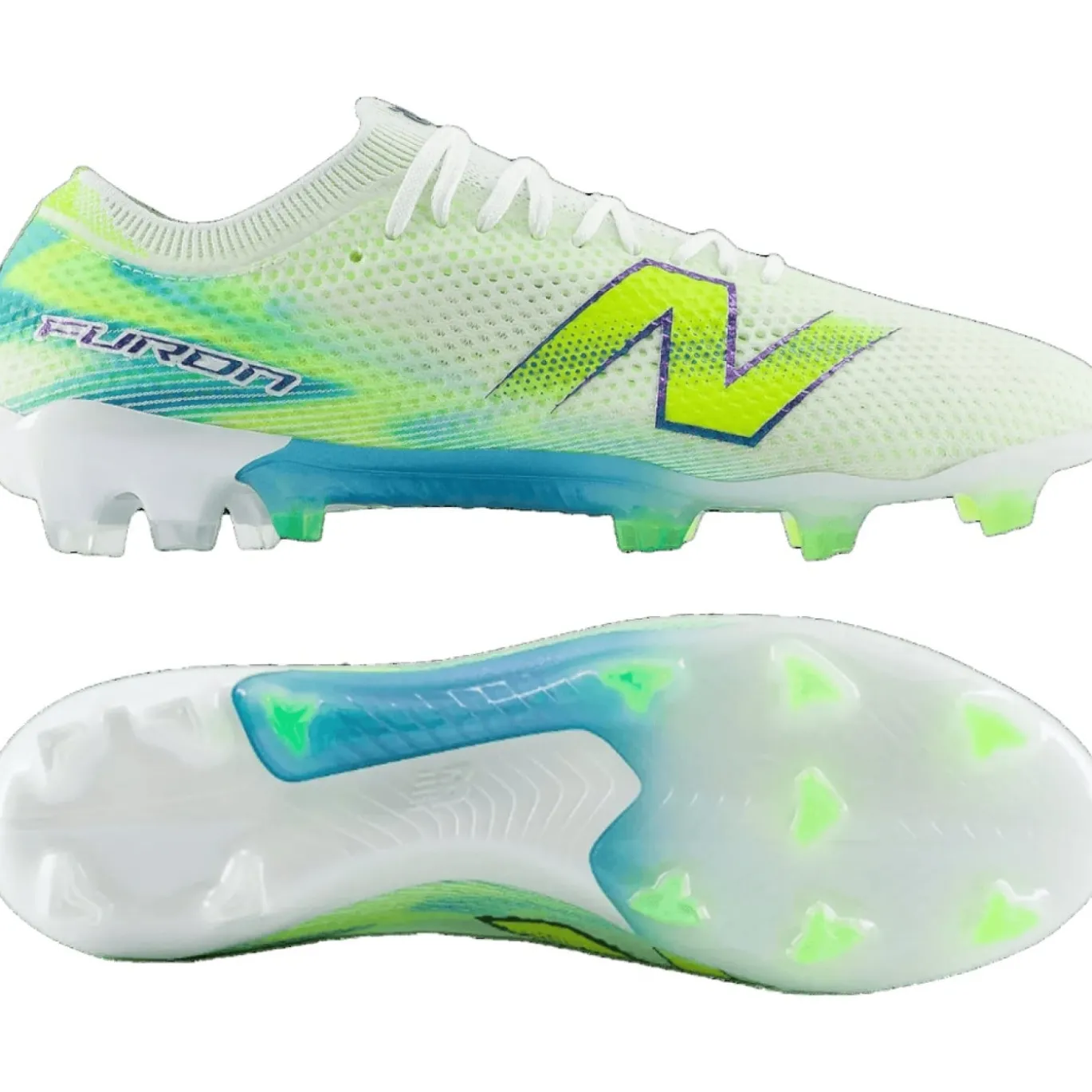 New Balance Furon V9 Elite Gras Voetbalschoenen (FG) Wit Geel Blauw