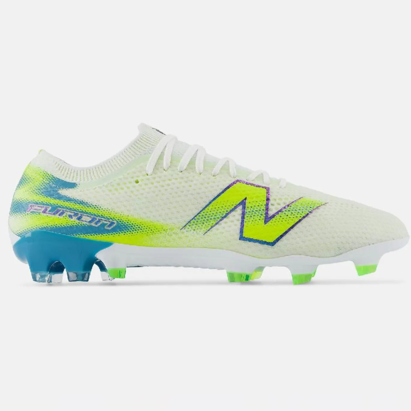 New Balance Furon V9 Pro Gras Voetbalschoenen (FG) Wit Geel Blauw