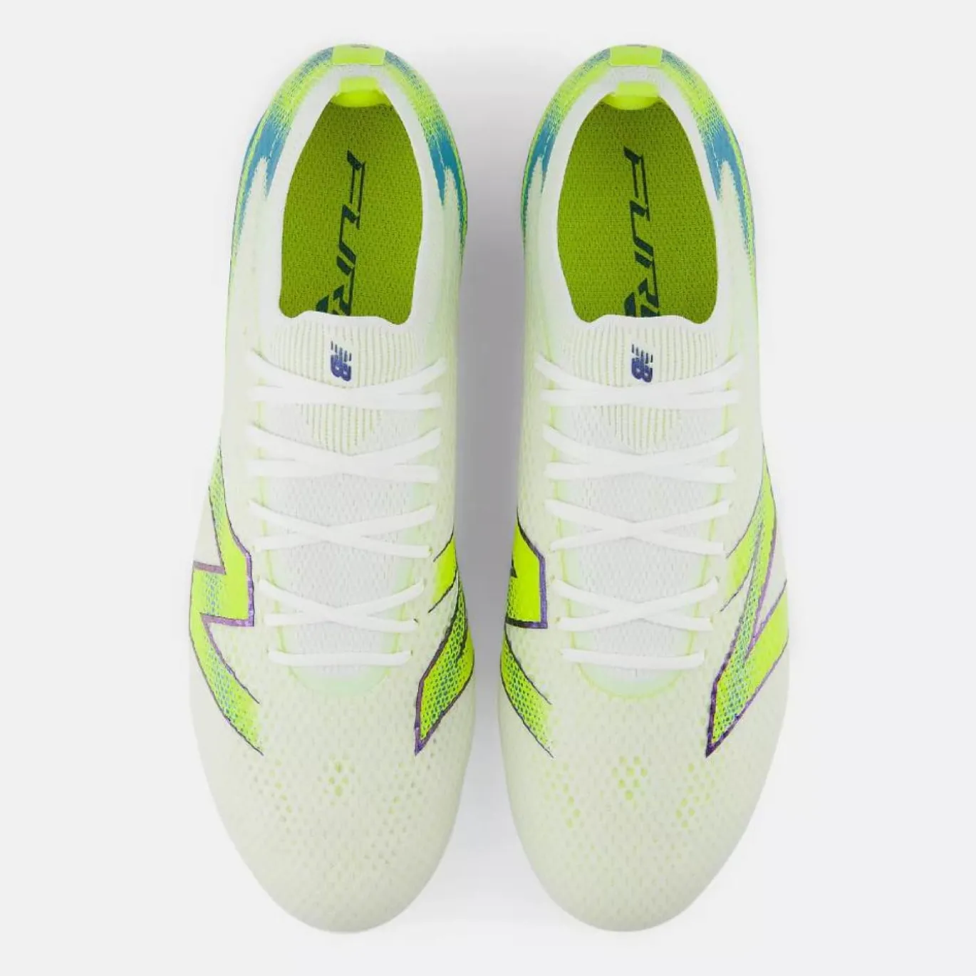 New Balance Furon V9 Pro Gras Voetbalschoenen (FG) Wit Geel Blauw