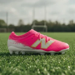 New Balance Furon V8 Team Gras Voetbalschoenen (FG) Kids Felroze Wit Goud