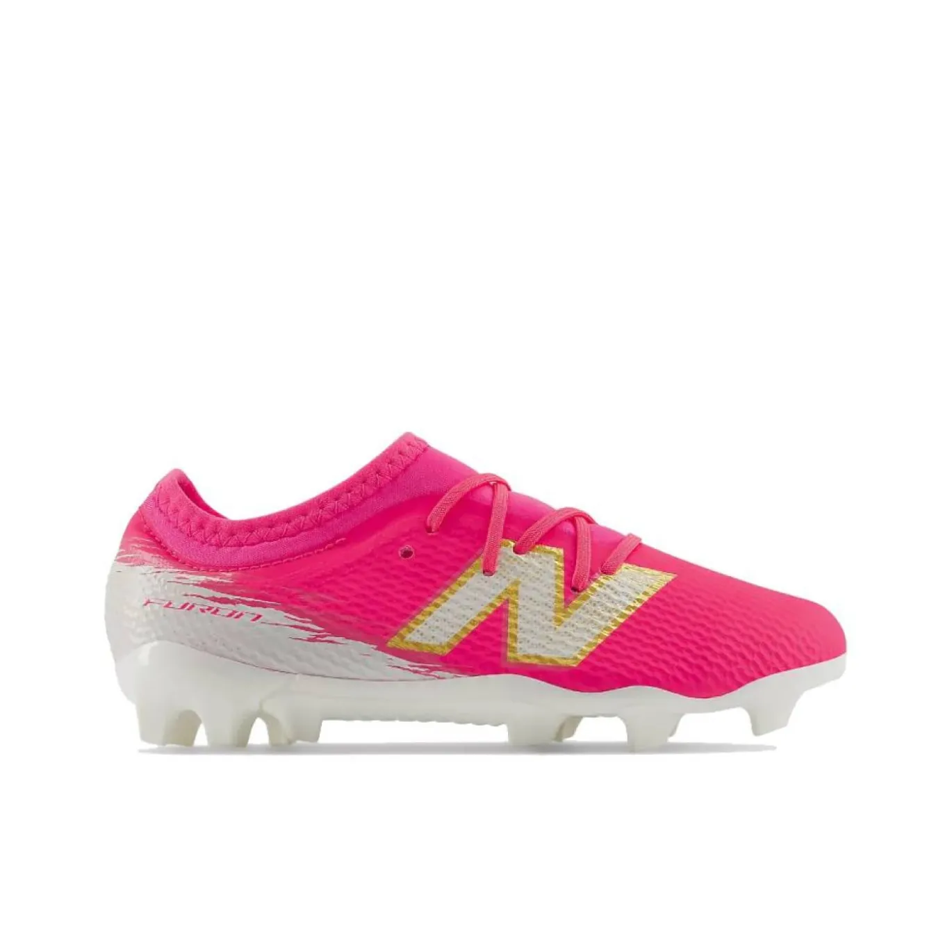 New Balance Furon V8 Team Gras Voetbalschoenen (FG) Kids Felroze Wit Goud