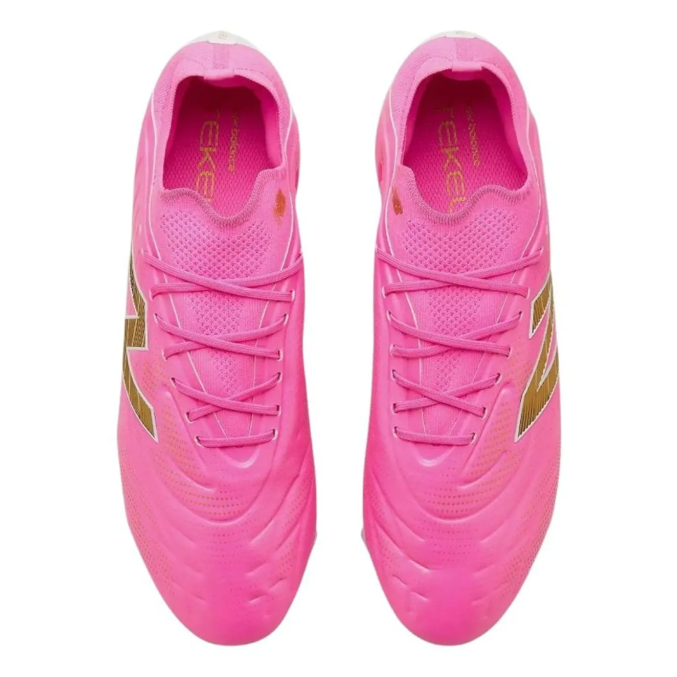 New Balance Tekela V5 Elite Low Gras Voetbalschoenen (FG) Felroze Wit Goud