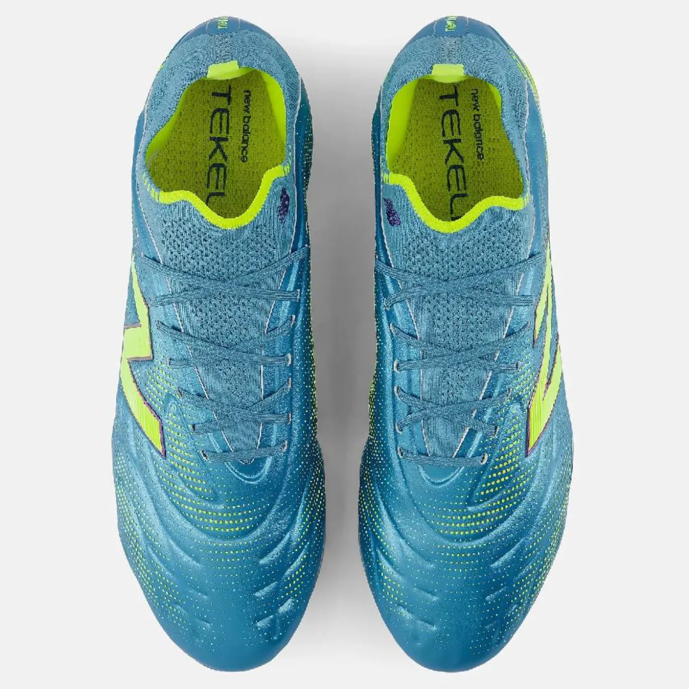 New Balance Tekela V5 Elite Low Gras Voetbalschoenen (FG) Metallic Blue Geel