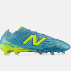 New Balance Tekela V5 Elite Low Gras Voetbalschoenen (FG) Metallic Blue Geel