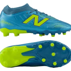 New Balance Tekela V5 Team Low Gras Voetbalschoenen (FG) Kids Metallic Blue Geel