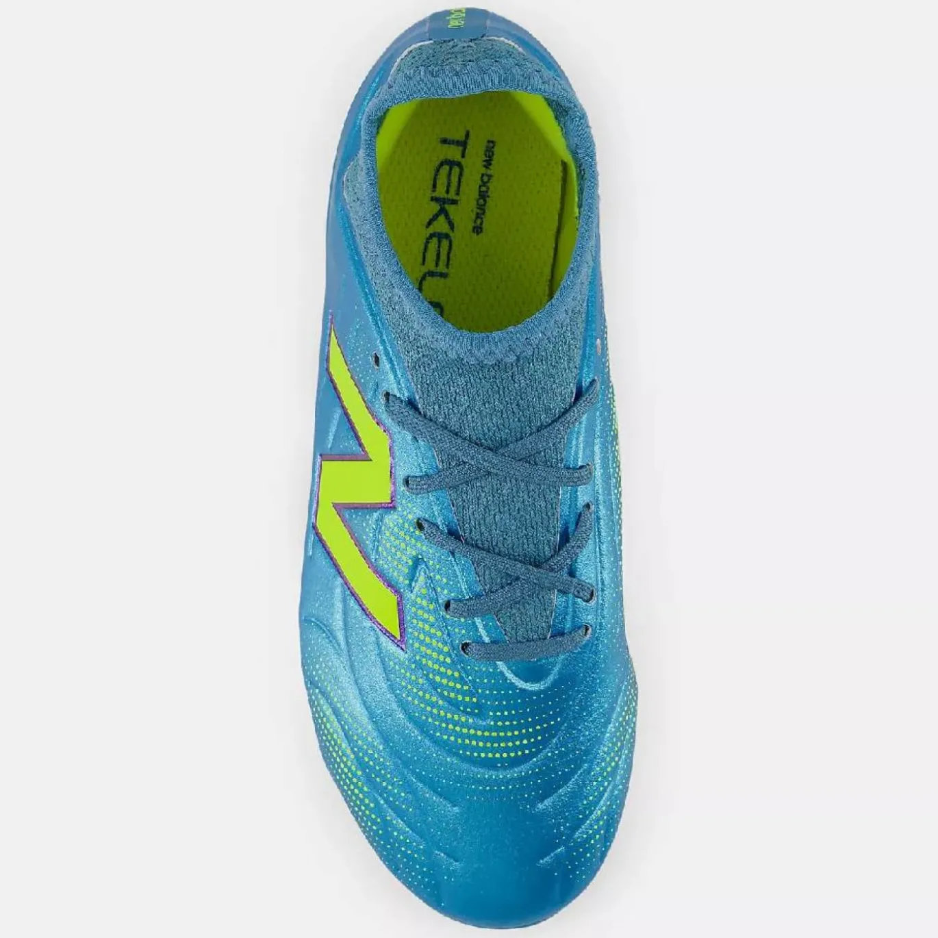 New Balance Tekela V5 Team Low Gras Voetbalschoenen (FG) Kids Metallic Blue Geel