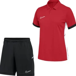 Nike Academy 25 Polo Trainingsset Dames Rood Zwart Wit
