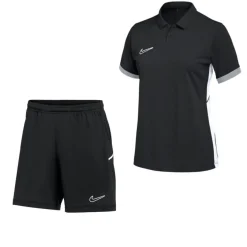 Nike Academy 25 Polo Trainingsset Dames Zwart Grijs Wit