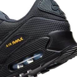 Nike Air Max 90 Premium Sneakers Zwart Antraciet Donkerblauw Geel