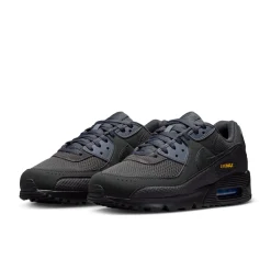 Nike Air Max 90 Premium Sneakers Zwart Antraciet Donkerblauw Geel