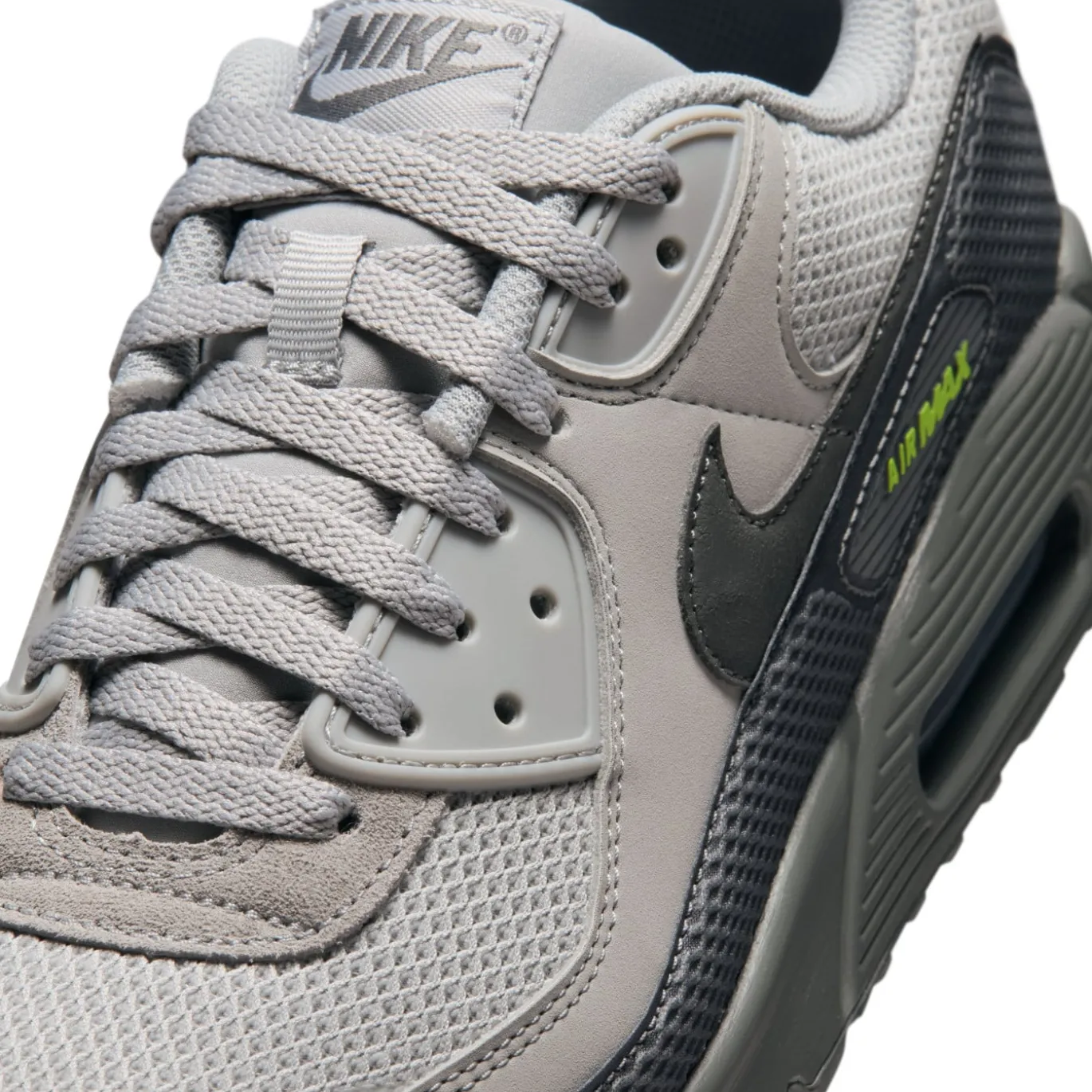Nike Air Max 90 Premium Sneakers Beige Zwart Donkergrijs Neongroen