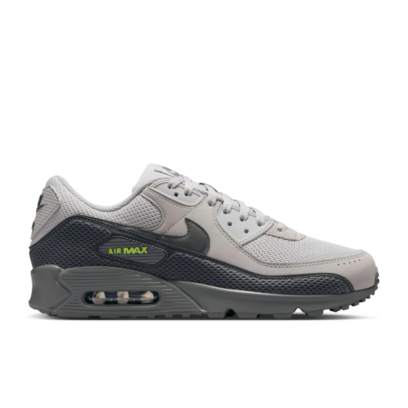 Nike Air Max 90 Premium Sneakers Beige Zwart Donkergrijs Neongroen