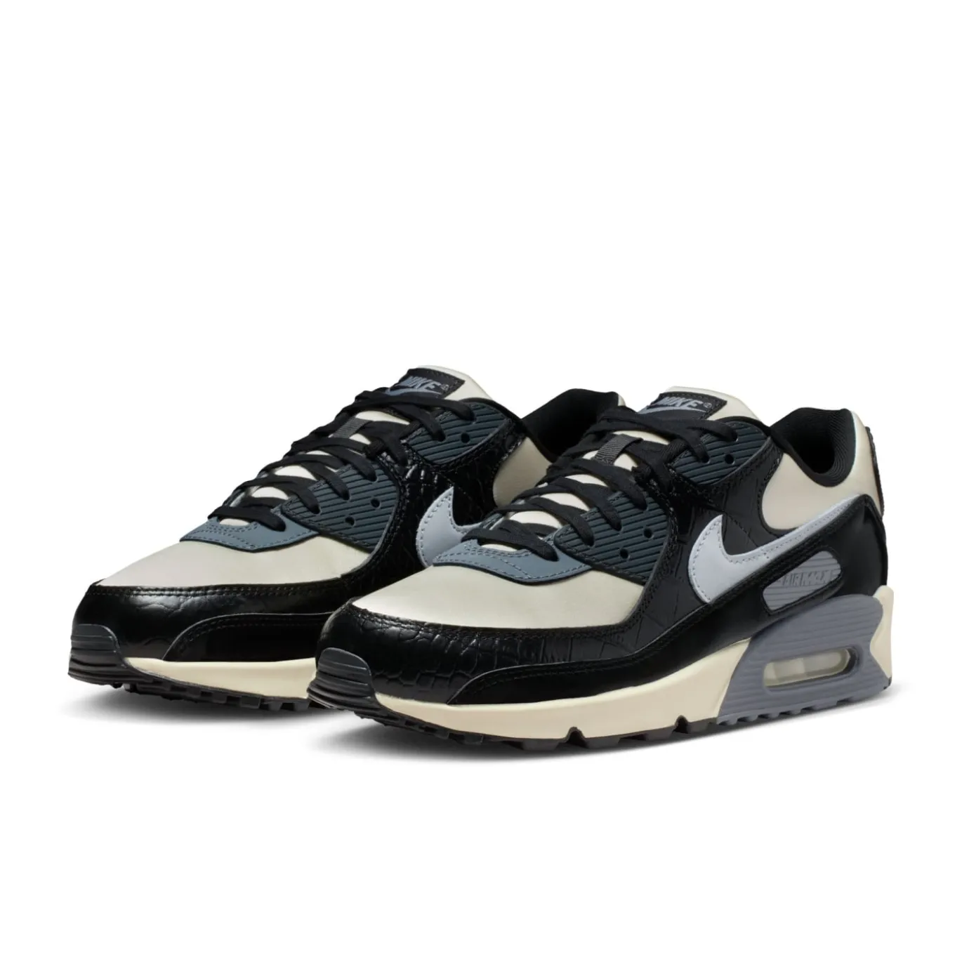 Nike Air Max 90 Sneakers Gebroken Wit Zwart Zilvergrijs