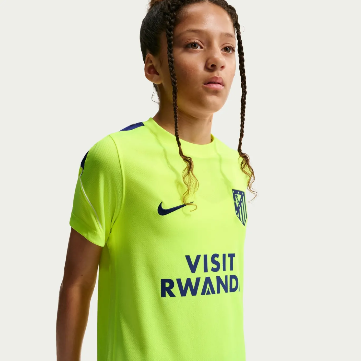 Nike Atletico Madrid Strike Trainingsshirt 2026-2027 Kids Neongroen Donkerblauw