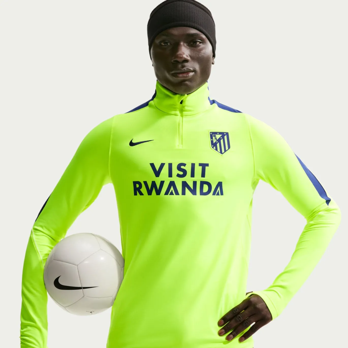 Nike Atletico Madrid Strike Trainingstrui 1/4-Zip 2026-2027 Neongroen Donkerblauw