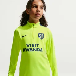 Nike Atletico Madrid Strike Trainingstrui 1/4-Zip 2026-2027 Kids Neongroen Donkerblauw