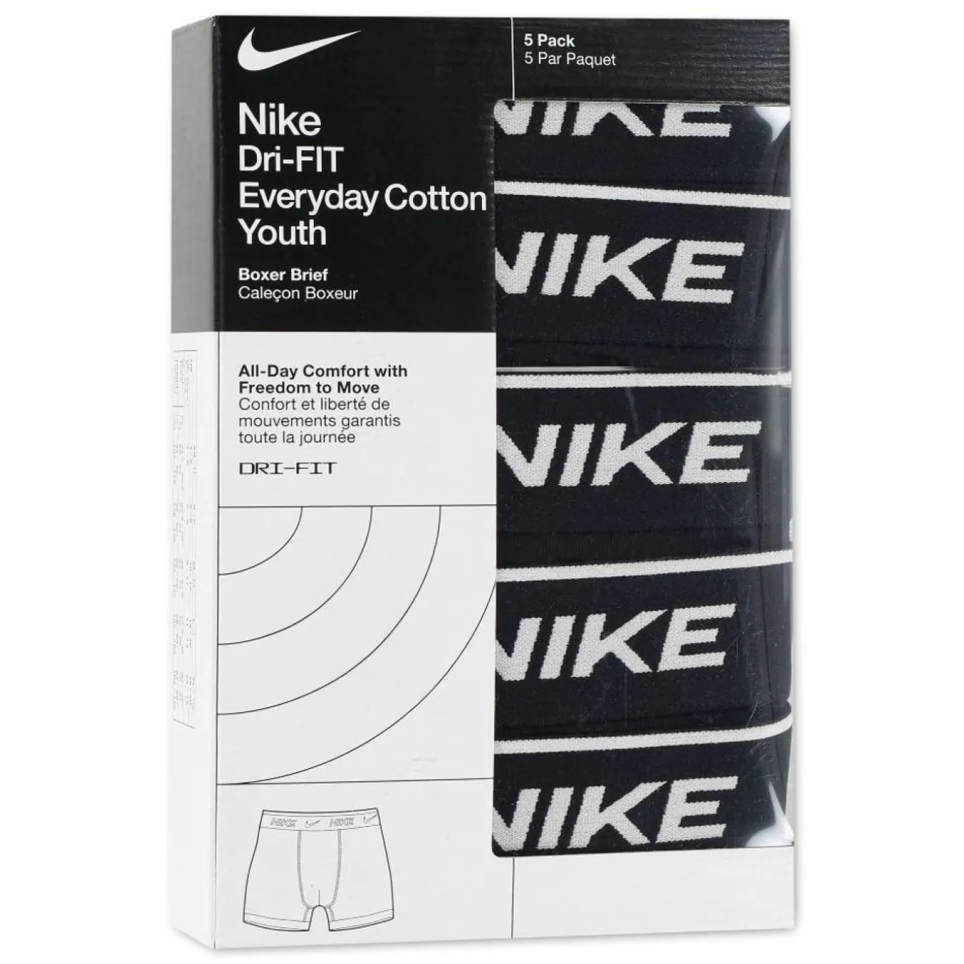 Nike Boxershort 5-Pack Kids Zwart Wit