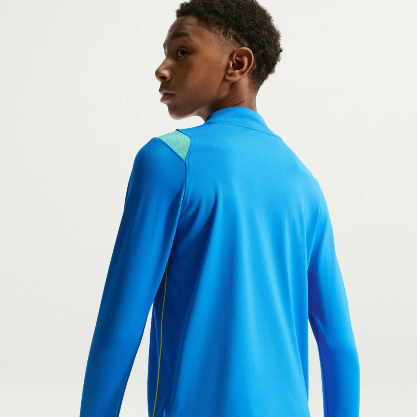 Nike Brazilië Academy Pro Trainingstrui 1/4-Zip 2026-2028 Kids Blauw Geel Mintgroen
