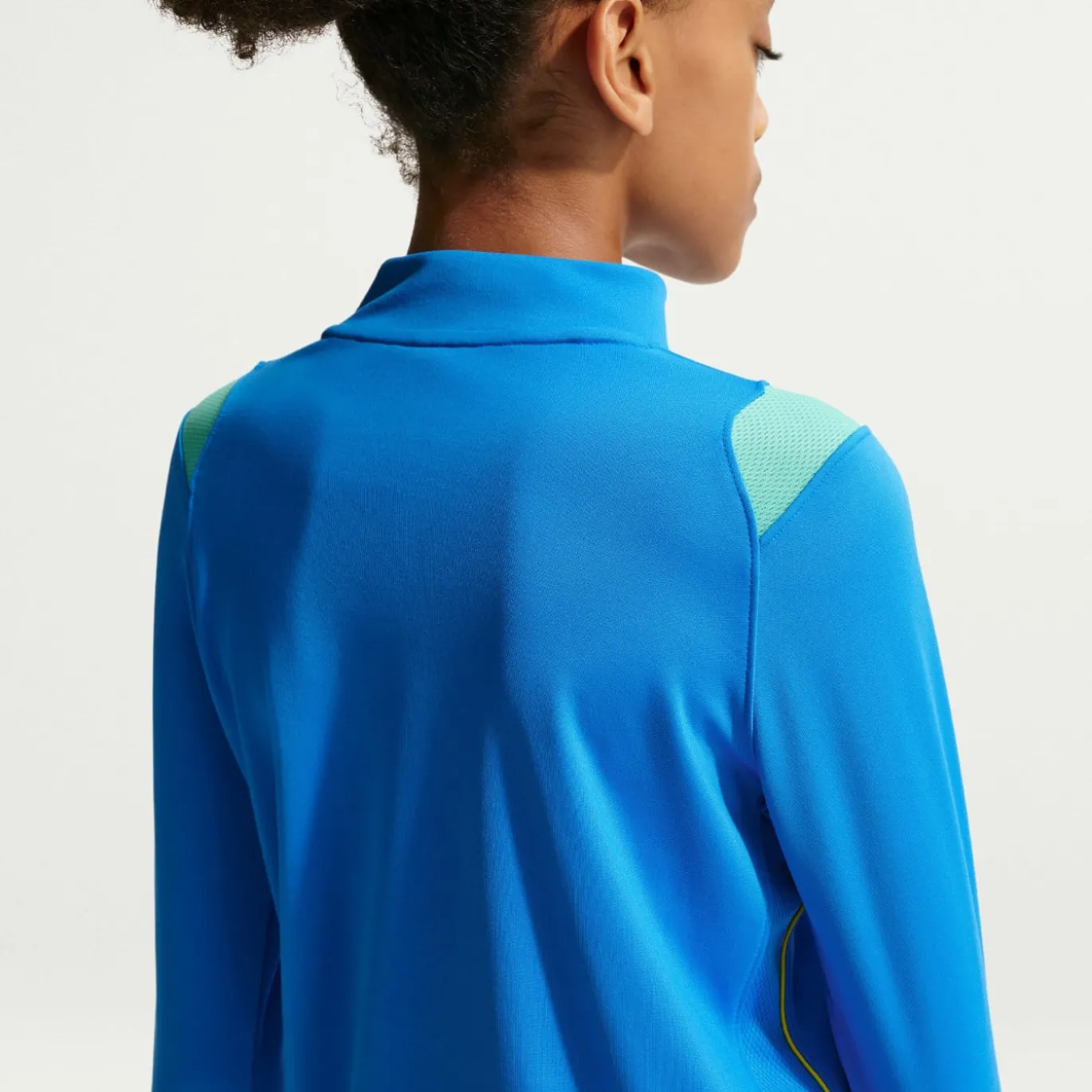 Nike Brazilië Academy Pro Trainingstrui 1/4-Zip 2026-2028 Kids Blauw Geel Mintgroen