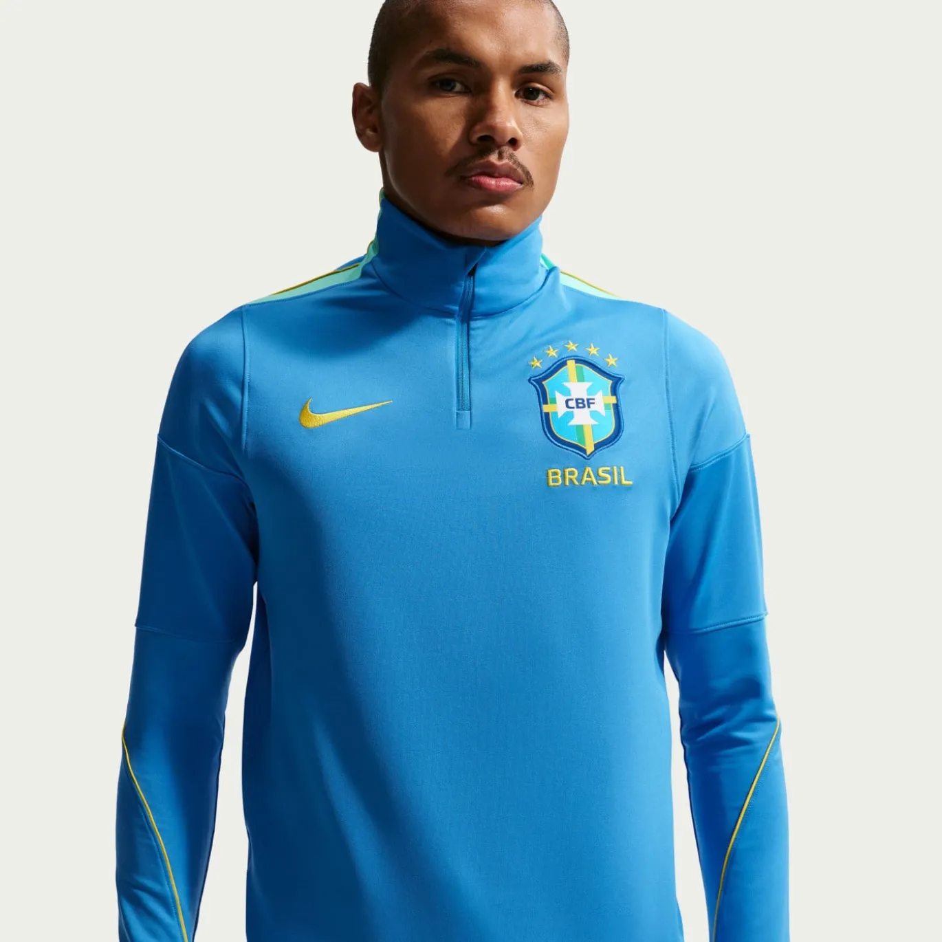 Nike Brazilië Strike Trainingstrui 1/4-Zip 2026-2028 Blauw Geel Mintgroen
