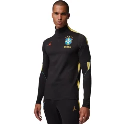 Nike Brazilië x Jordan Strike Trainingstrui 1/4-Zip 2026-2028 Zwart Geel Rood
